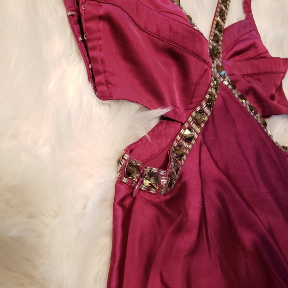 Bebe Gem embellished Satin purple top XS - Picture 4 of 6